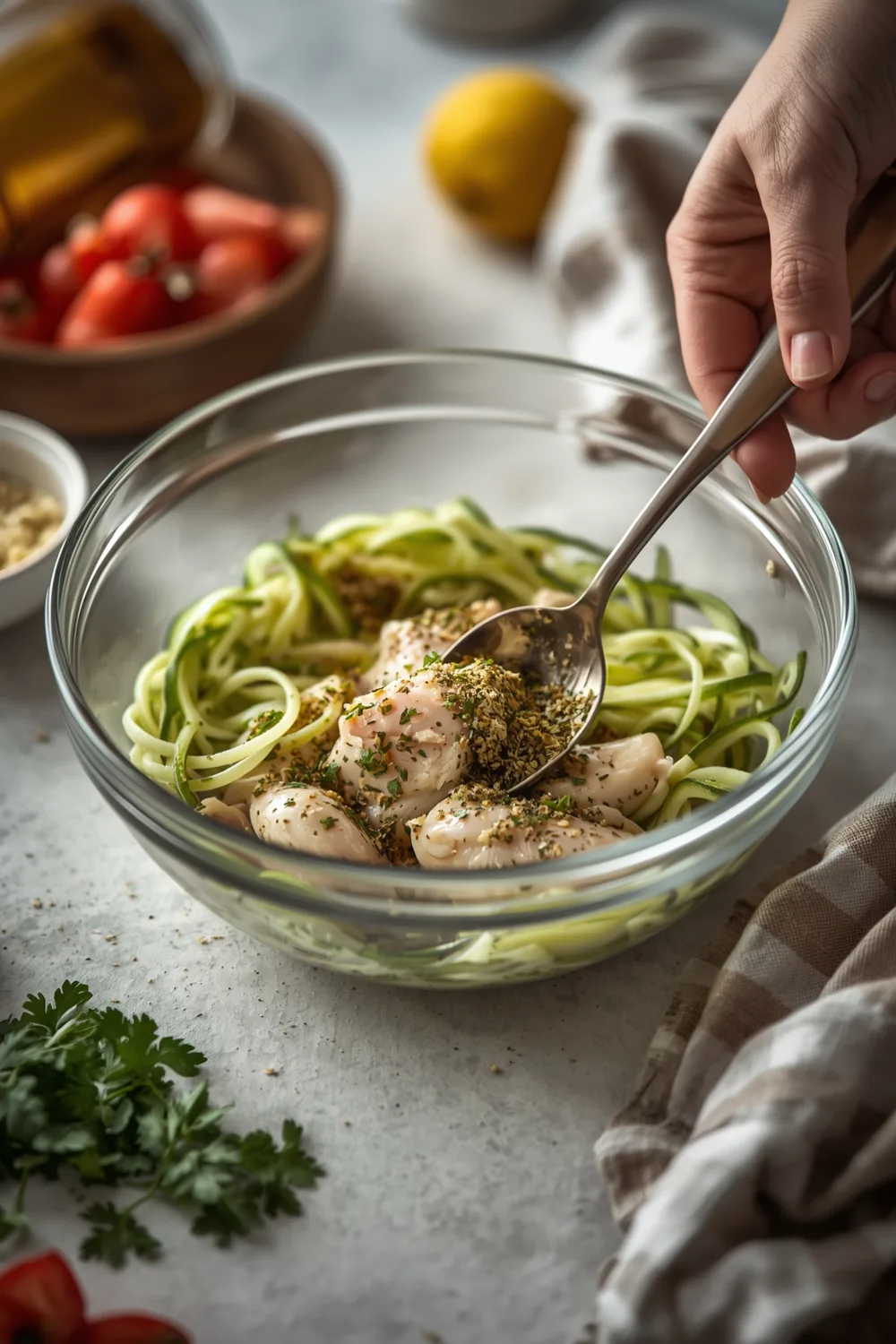 Healthy Lemon Herb Chicken with Zucchini Noodles