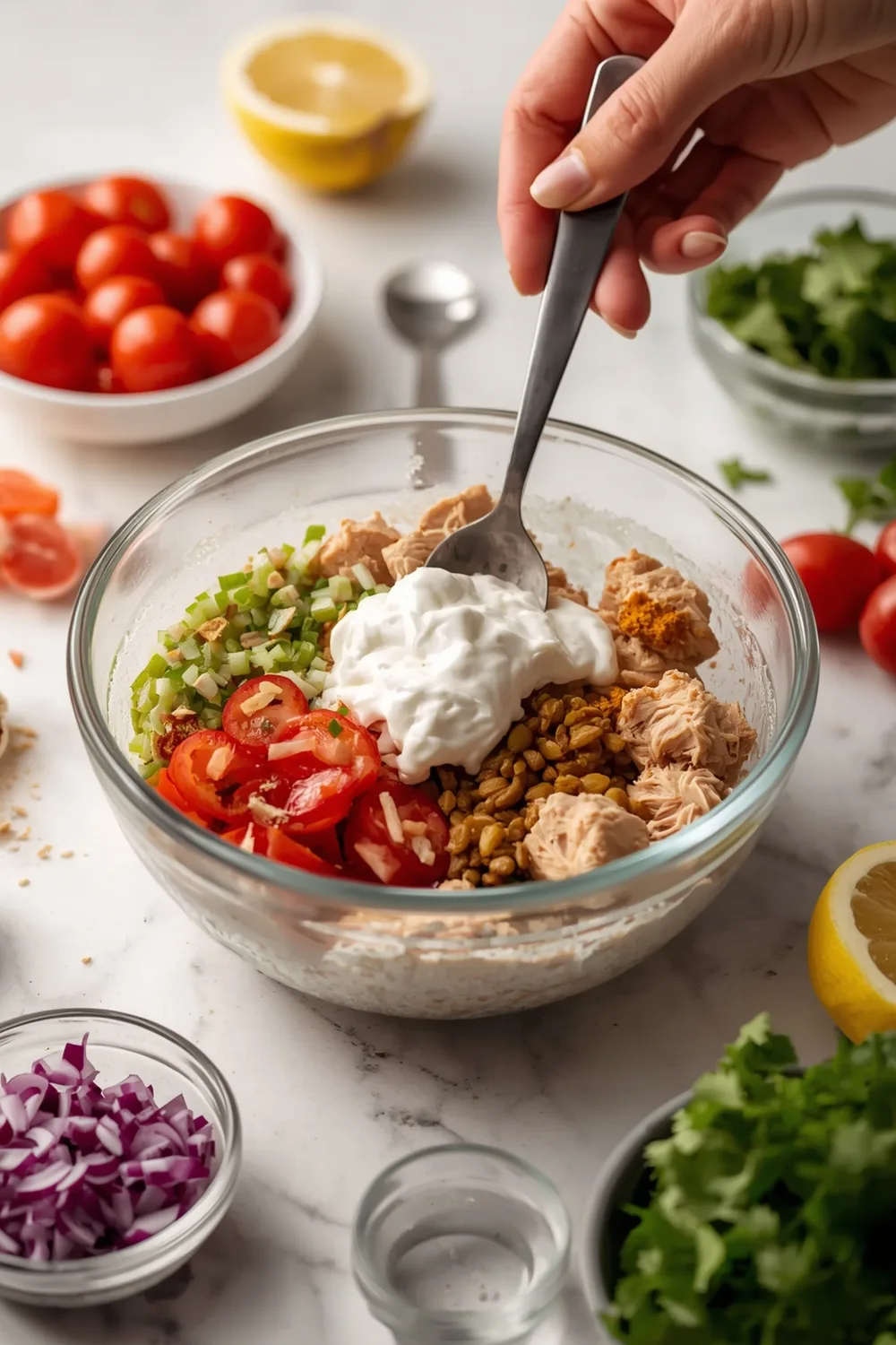 Easy Rotisserie Chicken Salad with Lemon Yogurt