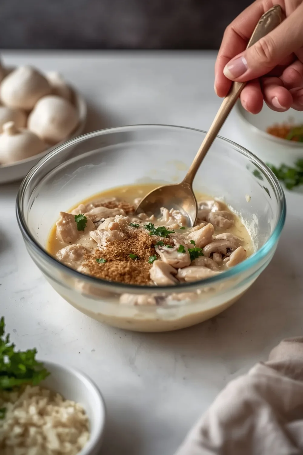 Comforting Easy Creamy Mushroom Chicken Breast Casserole (4 Servings) 2 Easy Creamy Mushroom Chicken Breast Casserole