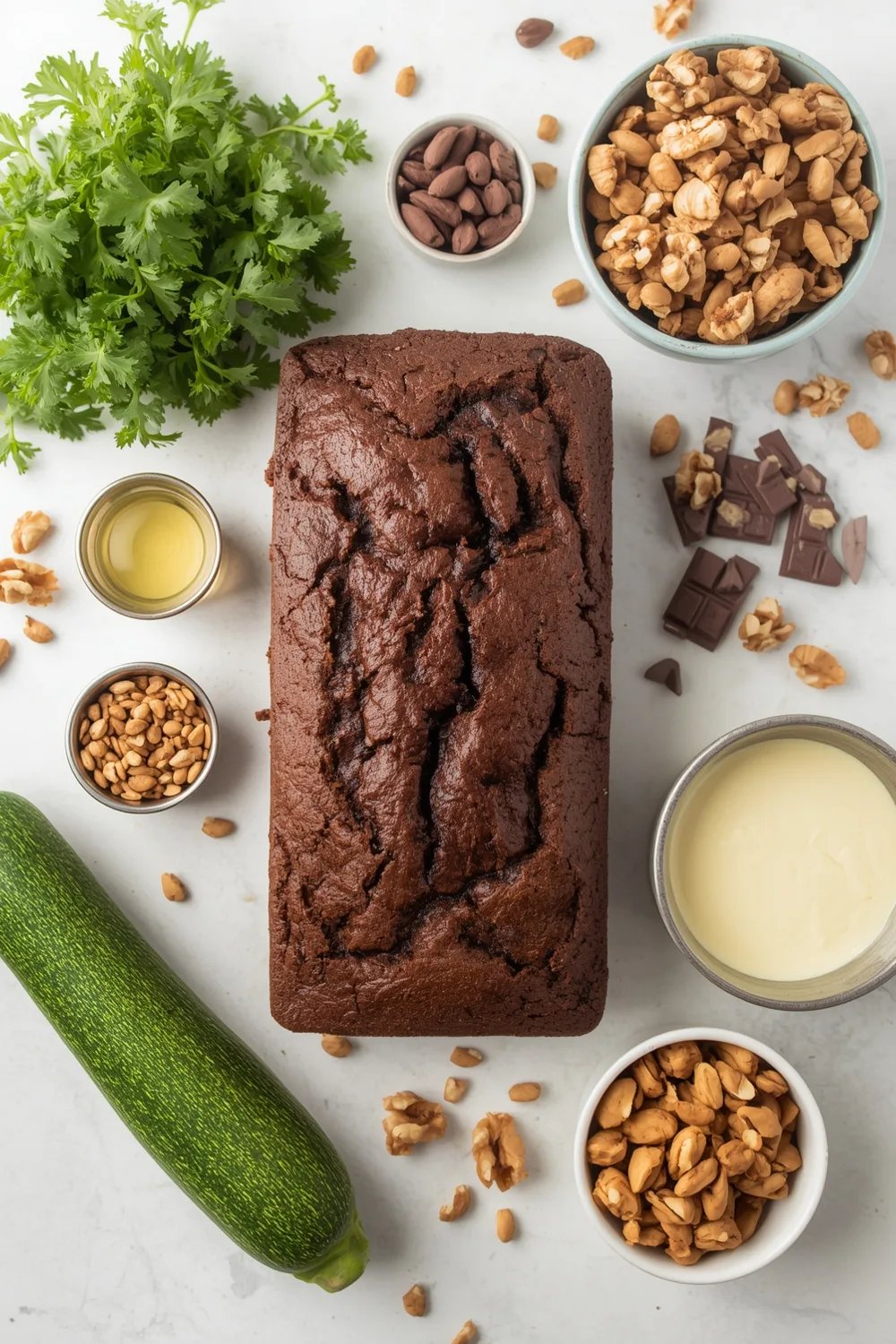 Rich and Moist Chocolate Zucchini Bread with Walnuts