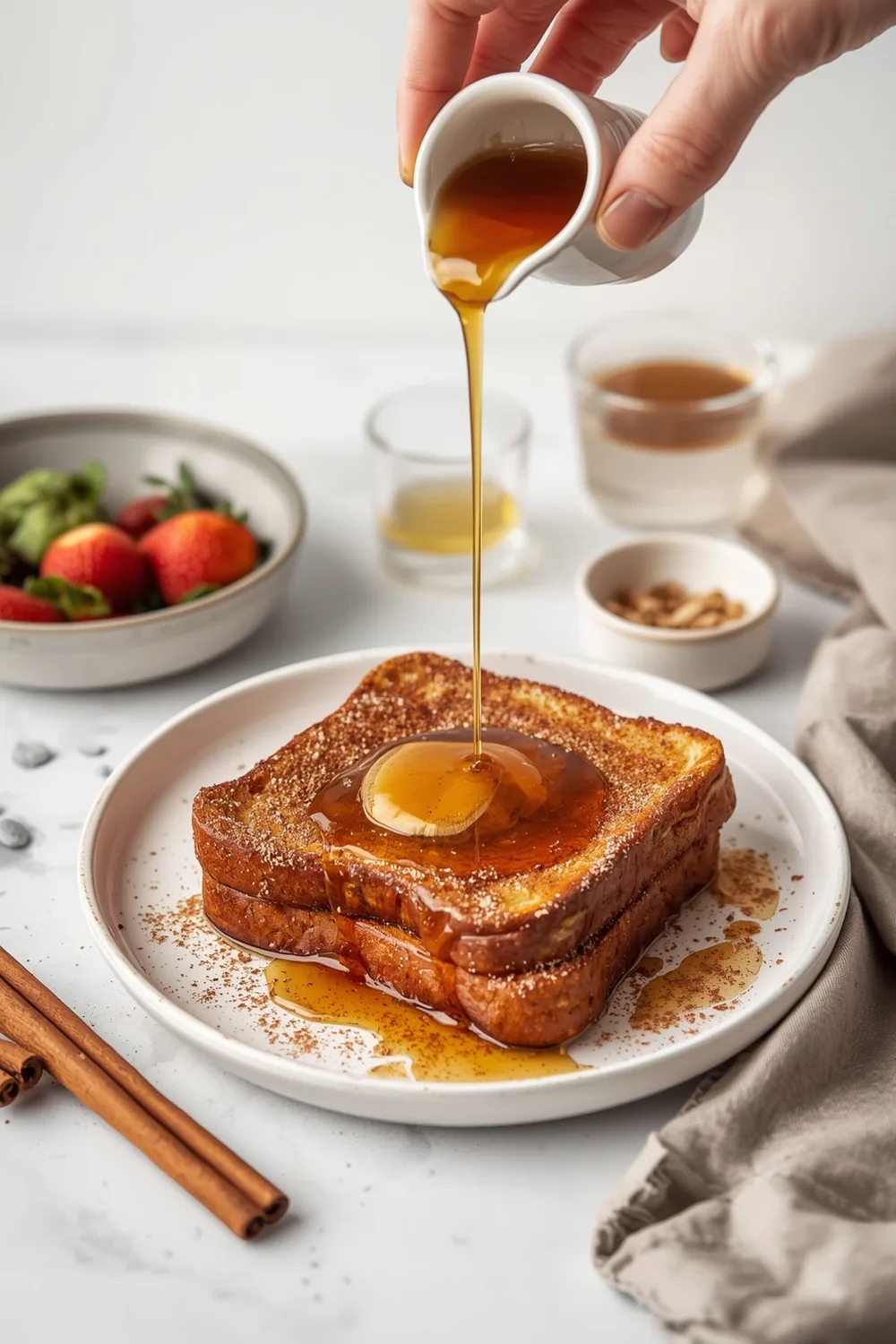 Cinnamon French Toast with Maple Syrup drizzle
