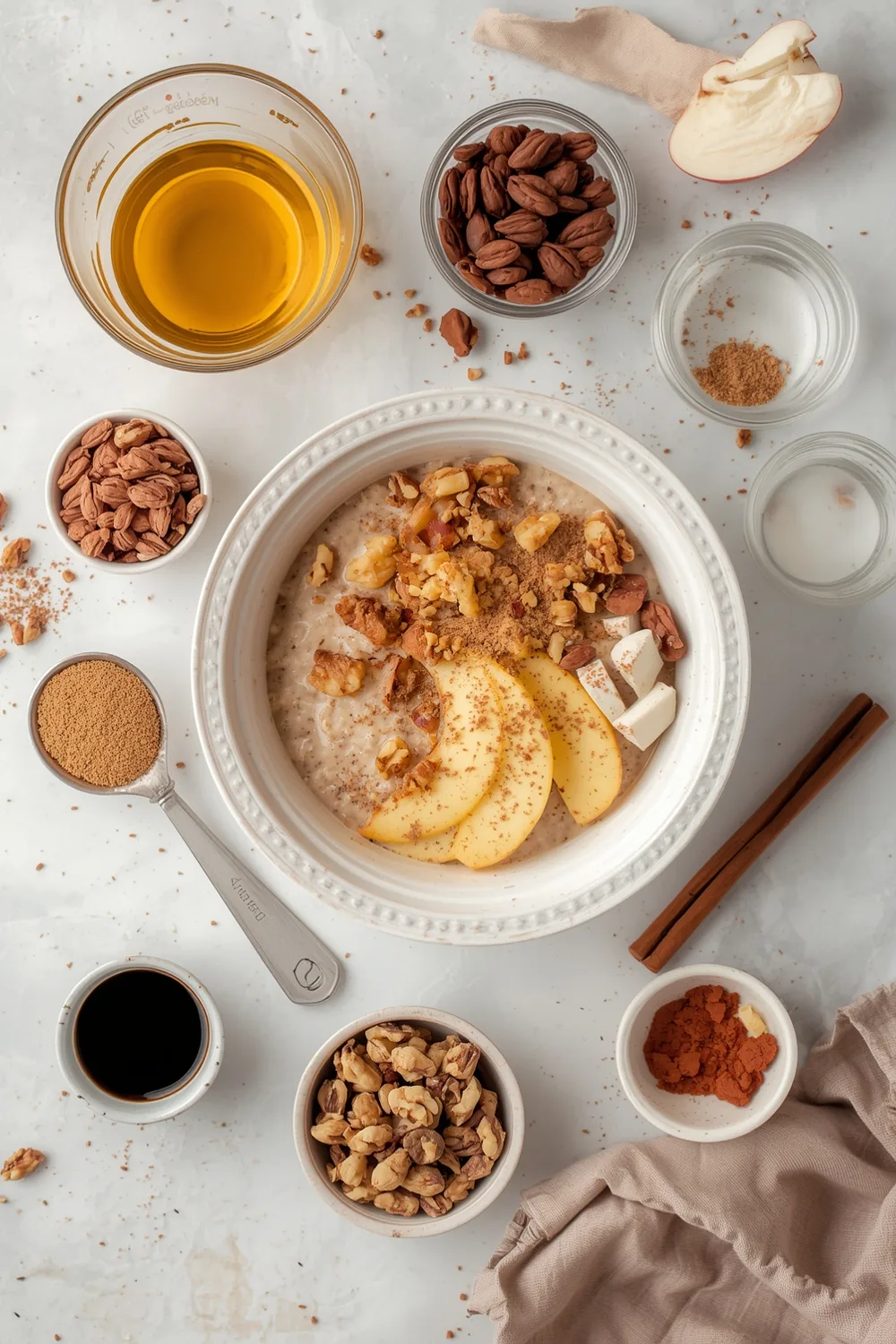 Delicious Apple Cinnamon Oatmeal Bowl with Walnuts – 2 Servings 1 Cozy Apple Cinnamon Oatmeal Bowl with Walnuts