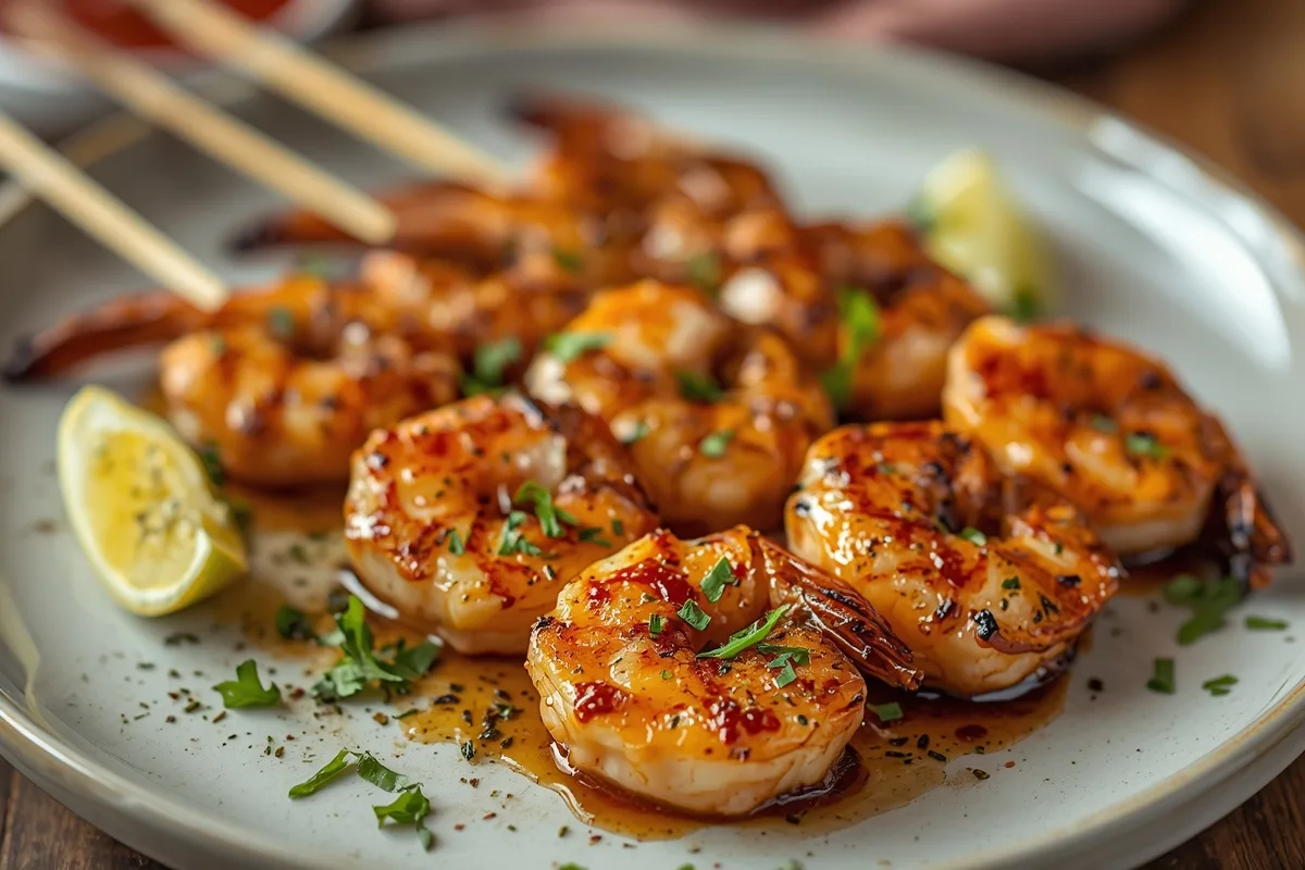 Irresistible Grilled Shrimp Skewers: Easy Recipe for 4 Servings 3 Grilled Shrimp Skewers – Easy BBQ Seafood Recipe