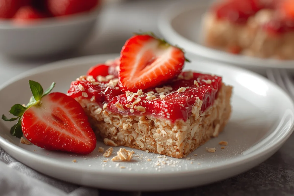 Strawberry Oatmeal Bars – Healthy Strawberry Dessert