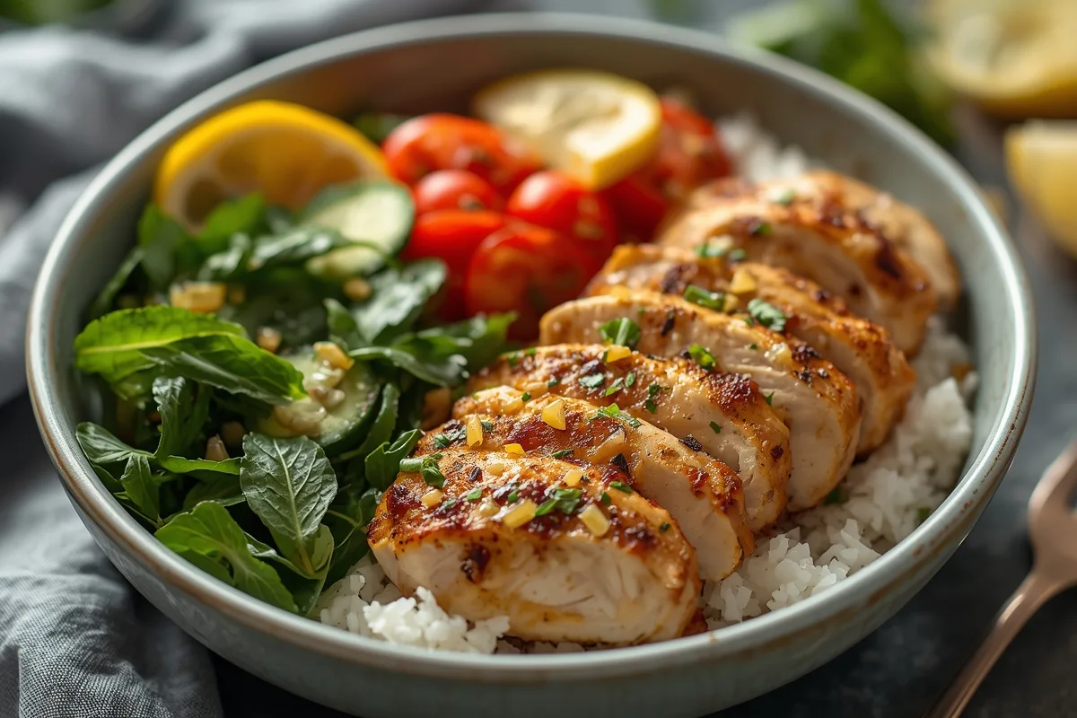 Healthy Lemon Garlic Chicken Bowl – High Protein Dinner