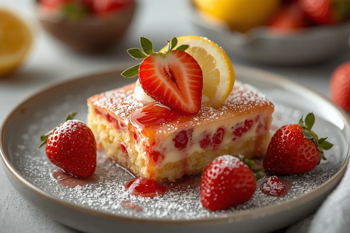 Irresistible Strawberry Lemon Cake – 1 Delicious Slice of Sunshine 3 Strawberry Lemon Cake