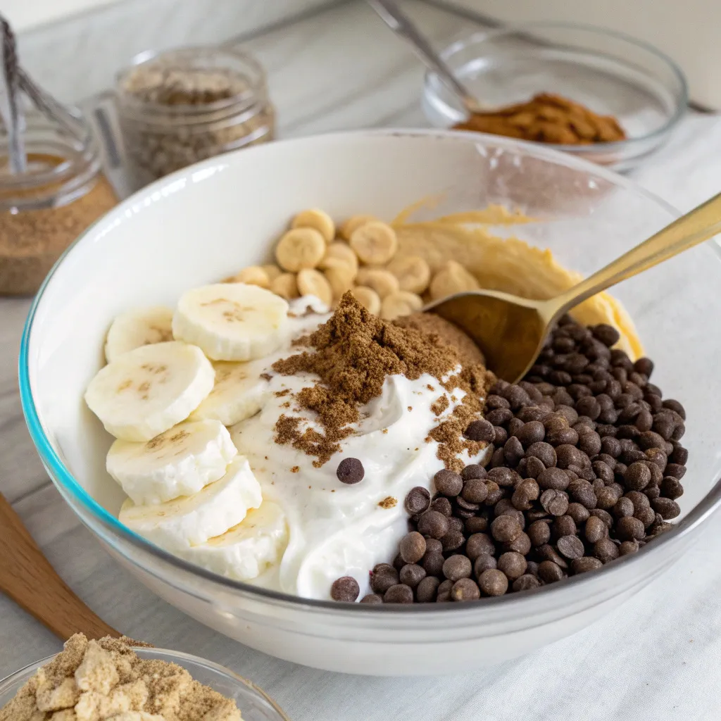 Chocolate Peanut Butter Greek Yogurt Banana Bars