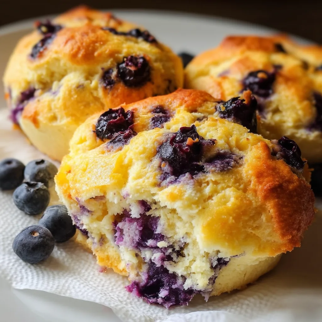 Fluffy Cottage Cheese Blueberry Cloud Bread
