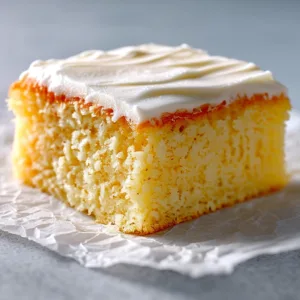 Square Slice of Vanilla Sheet Cake