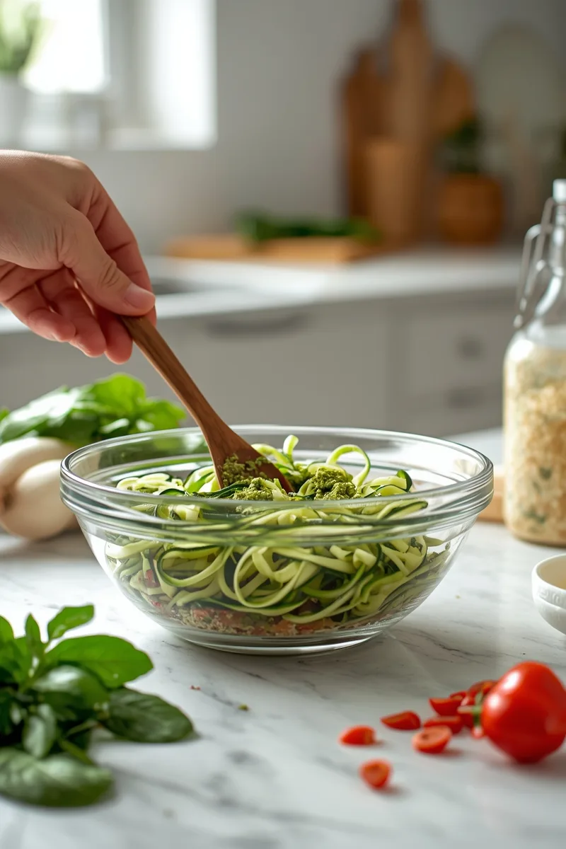 Irresistible Zucchini Noodles Pesto: Easy 4-Serving Dish 2 Zucchini Noodles with Pesto – Healthy Low Carb Pasta