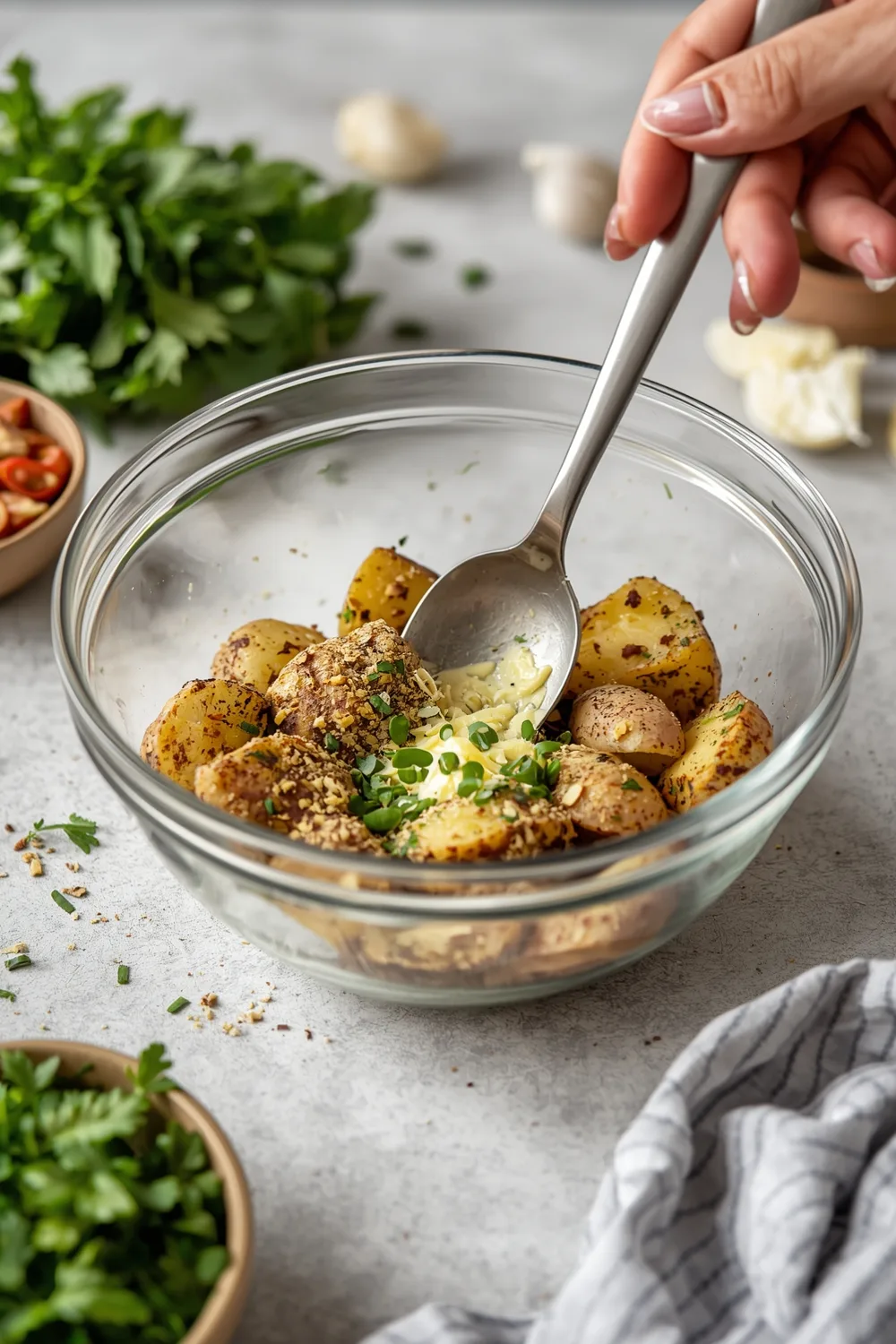 Easy Crispy Herb Smashed Potatoes with Garlic Butter Recipe