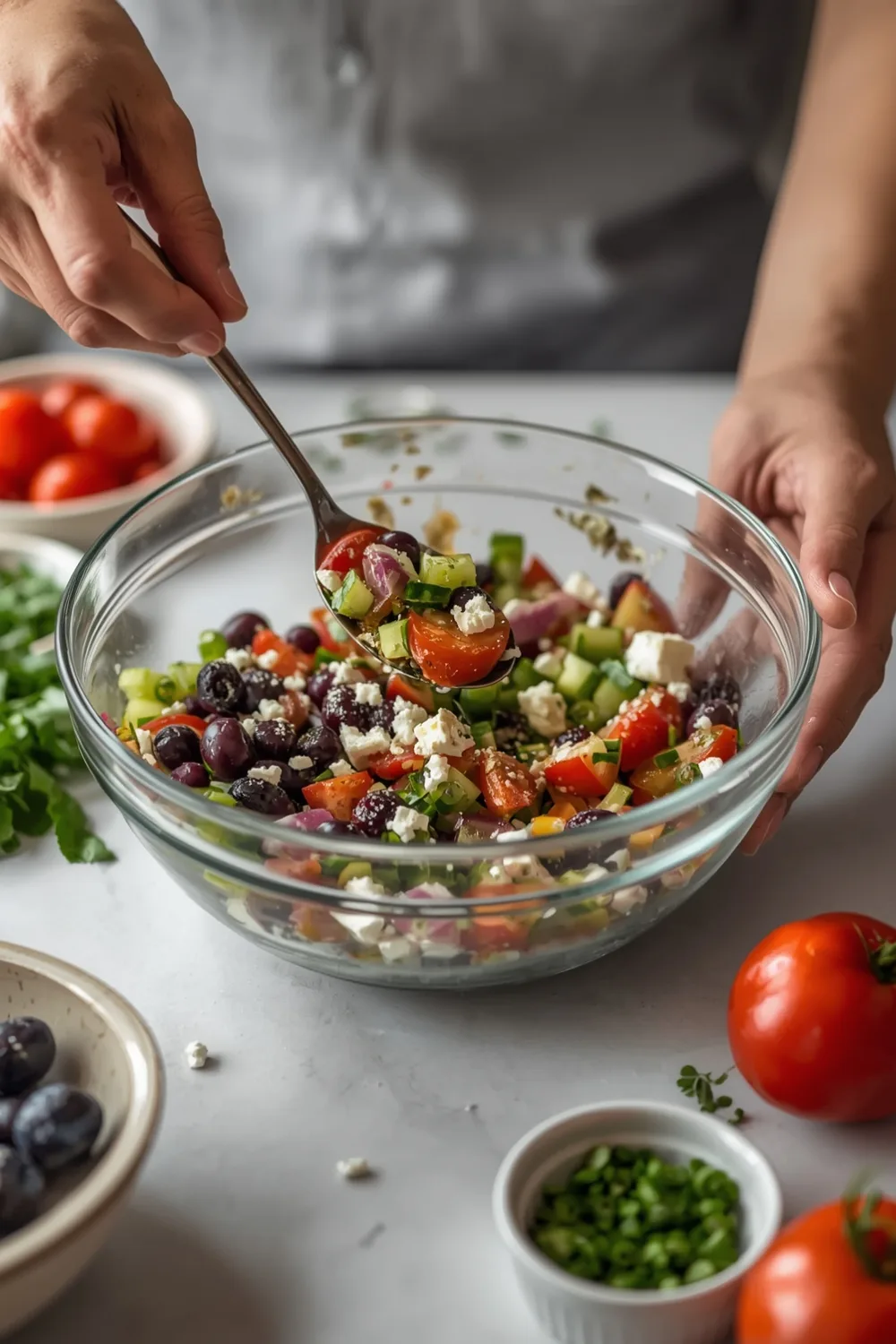 Easy Mediterranean Greek Salad with Feta and Olives Recipe