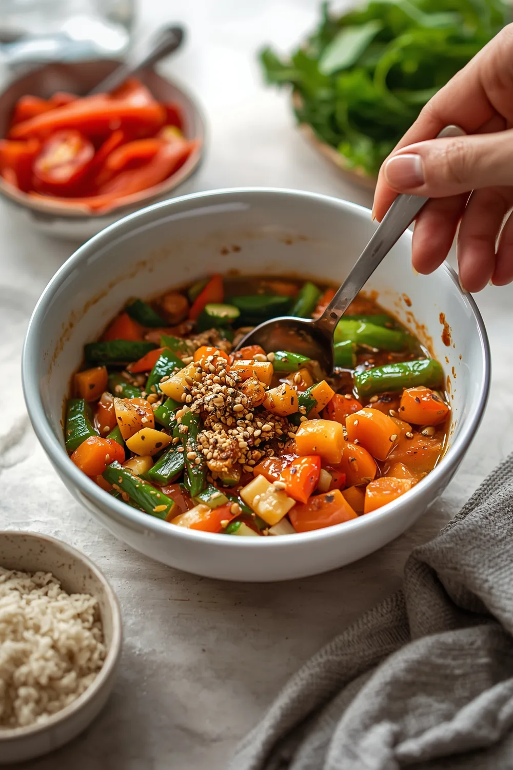 Easy Vegetable Stir Fry with Rice and Soy Sauce Recipe