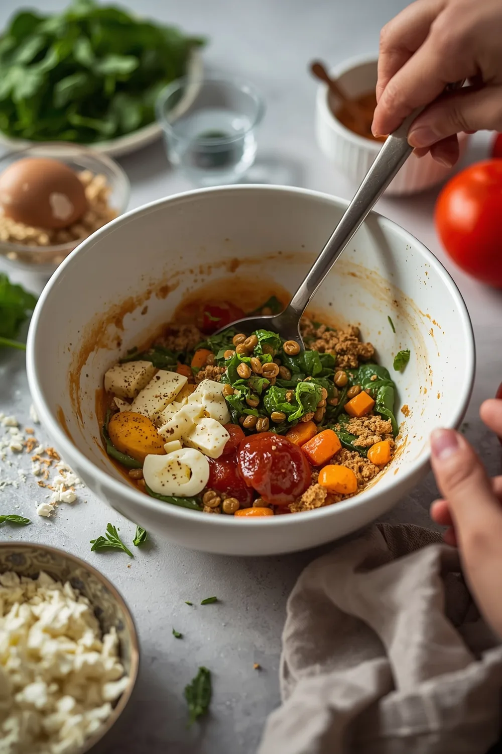 Healthy Veggie Egg Wraps with Spinach and Feta Cheese