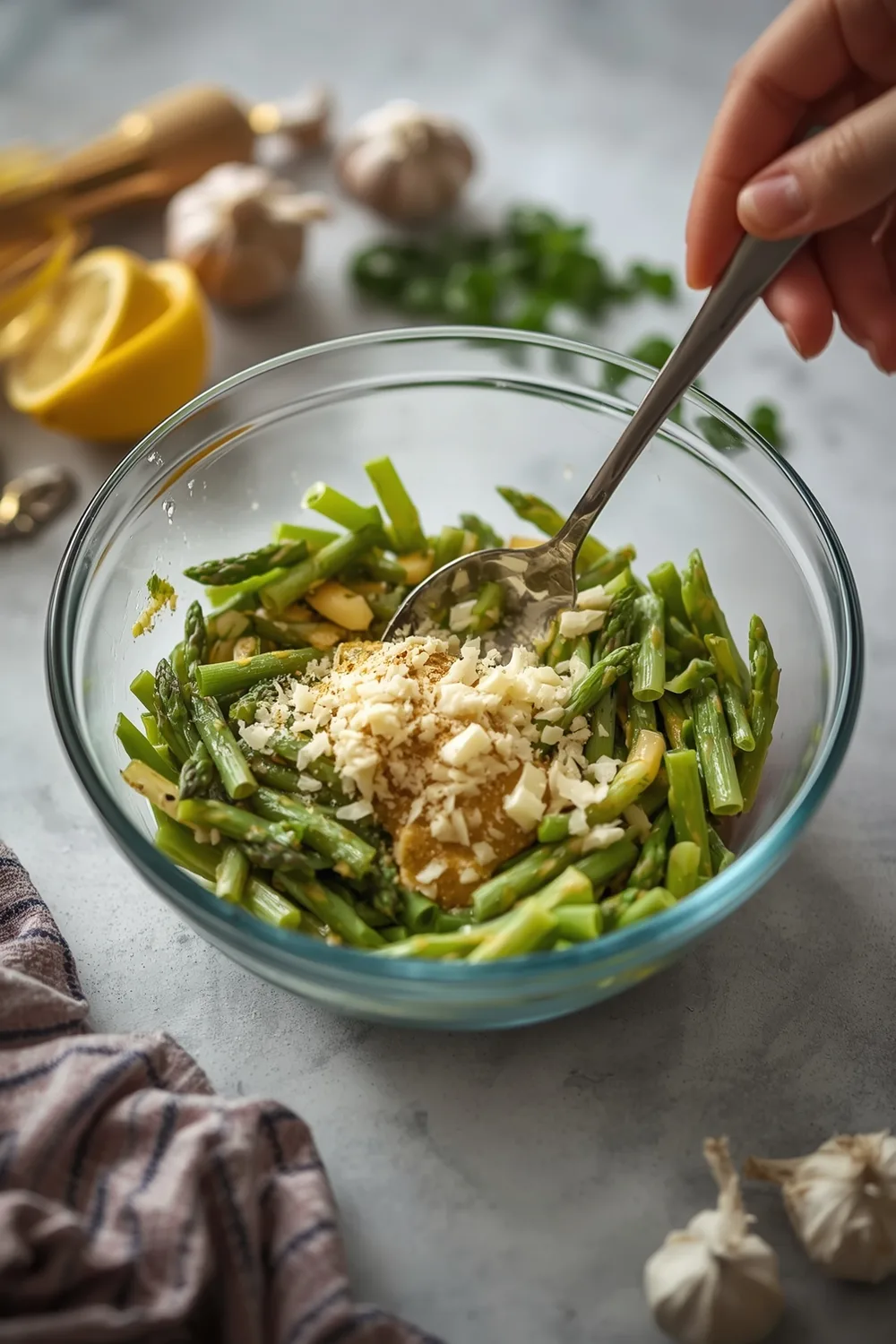 Easy Lemon Garlic Asparagus Pasta with Parmesan Cheese