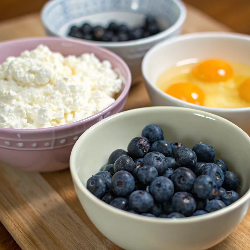 3-Ingredient Cottage Cheese Blueberry Cake