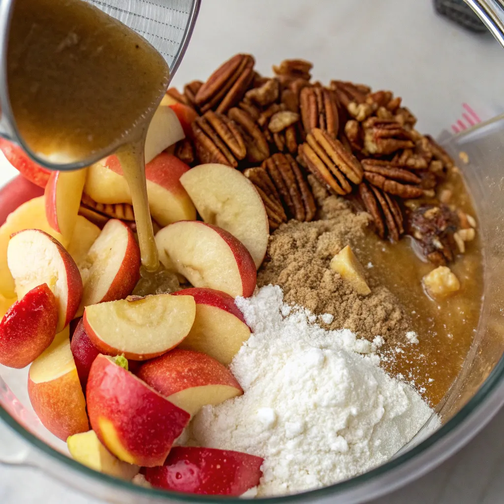 Apple Pecan Cake with Caramel Glaze