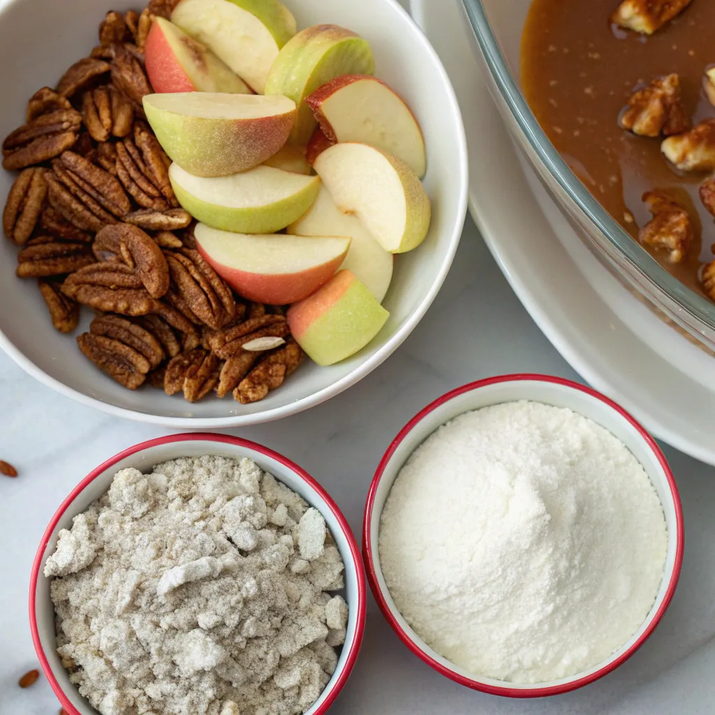 Apple Pecan Cake with Caramel Glaze