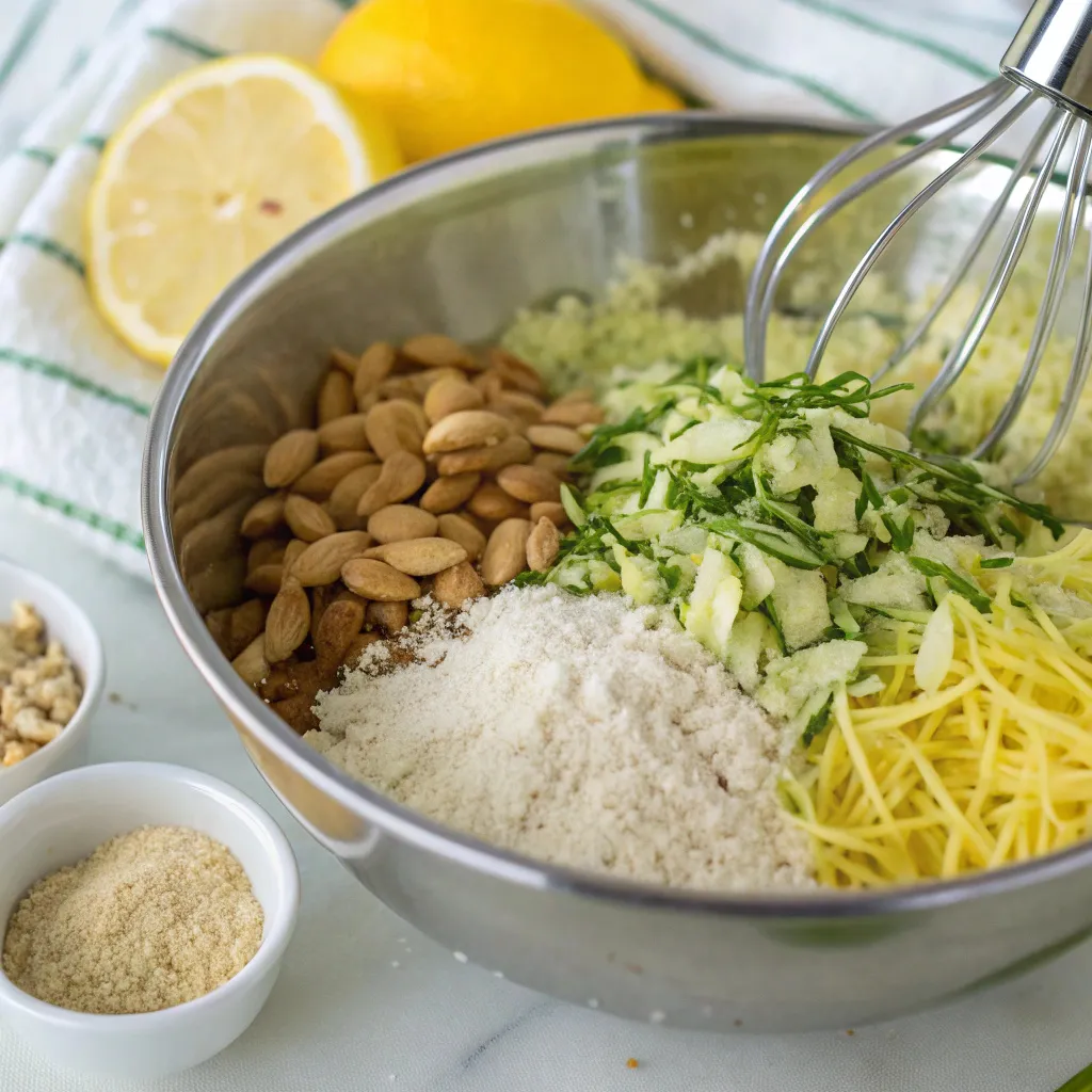 Flourless Zucchini Almond Lemon Loaf