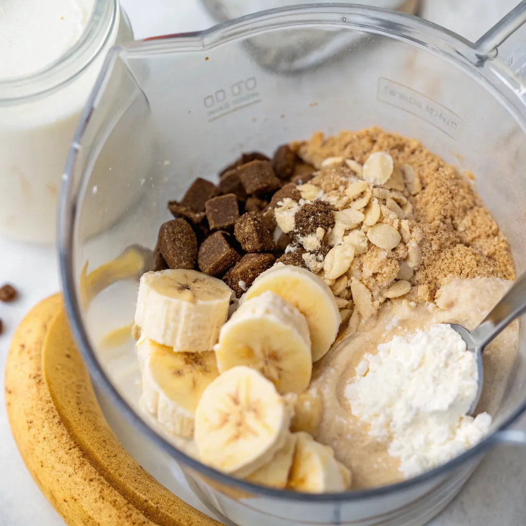 High Protein Greek Yogurt Banana Cheesecake Brownies with Chocolate Chip Layers