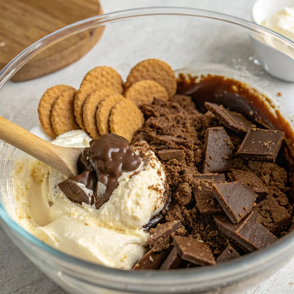 No-Bake Chocolate Marie Biscuit Dessert