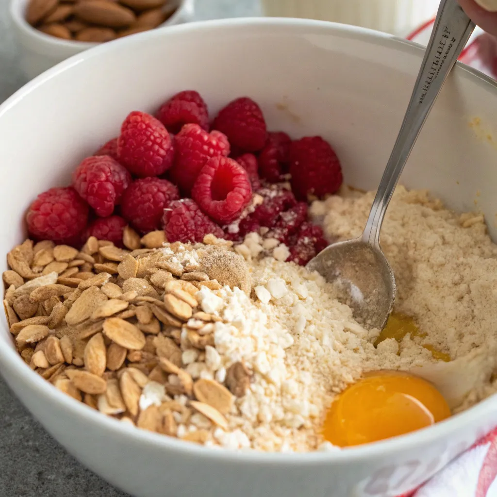 No Flour Raspberry Almond Loaf Cake