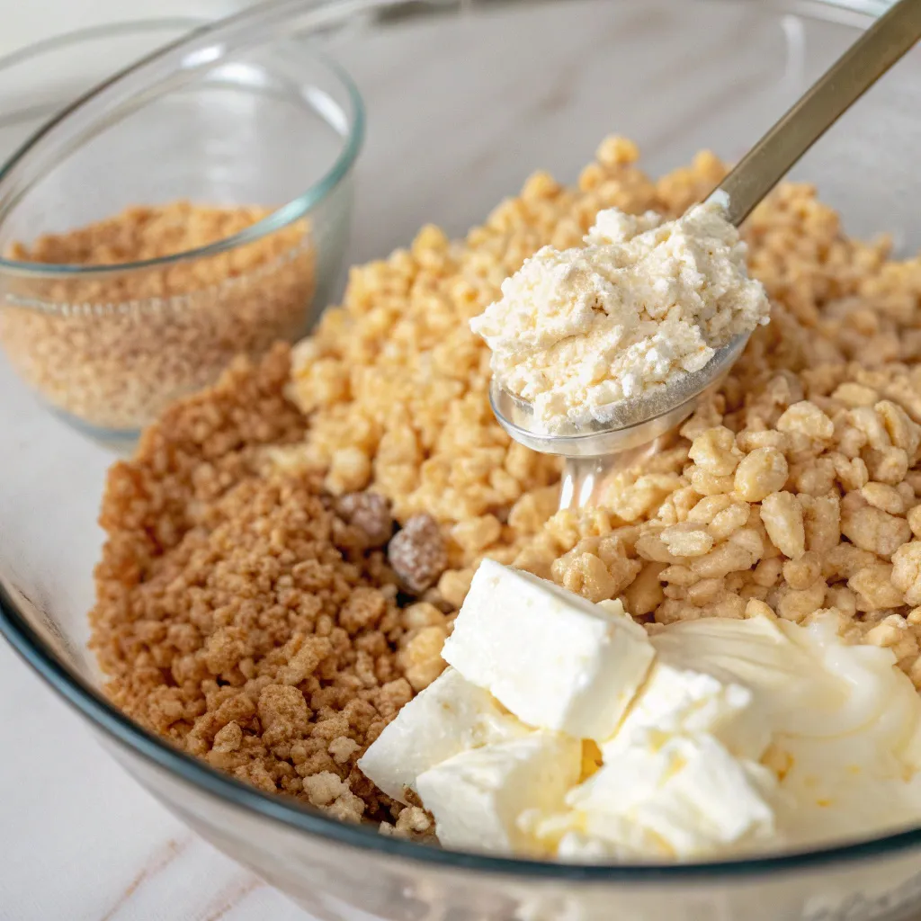 Rice Krispie Treat No-Bake Cheesecake โ Creamy, Crunchy & Totally Addictive 8 Rice Krispie Treat