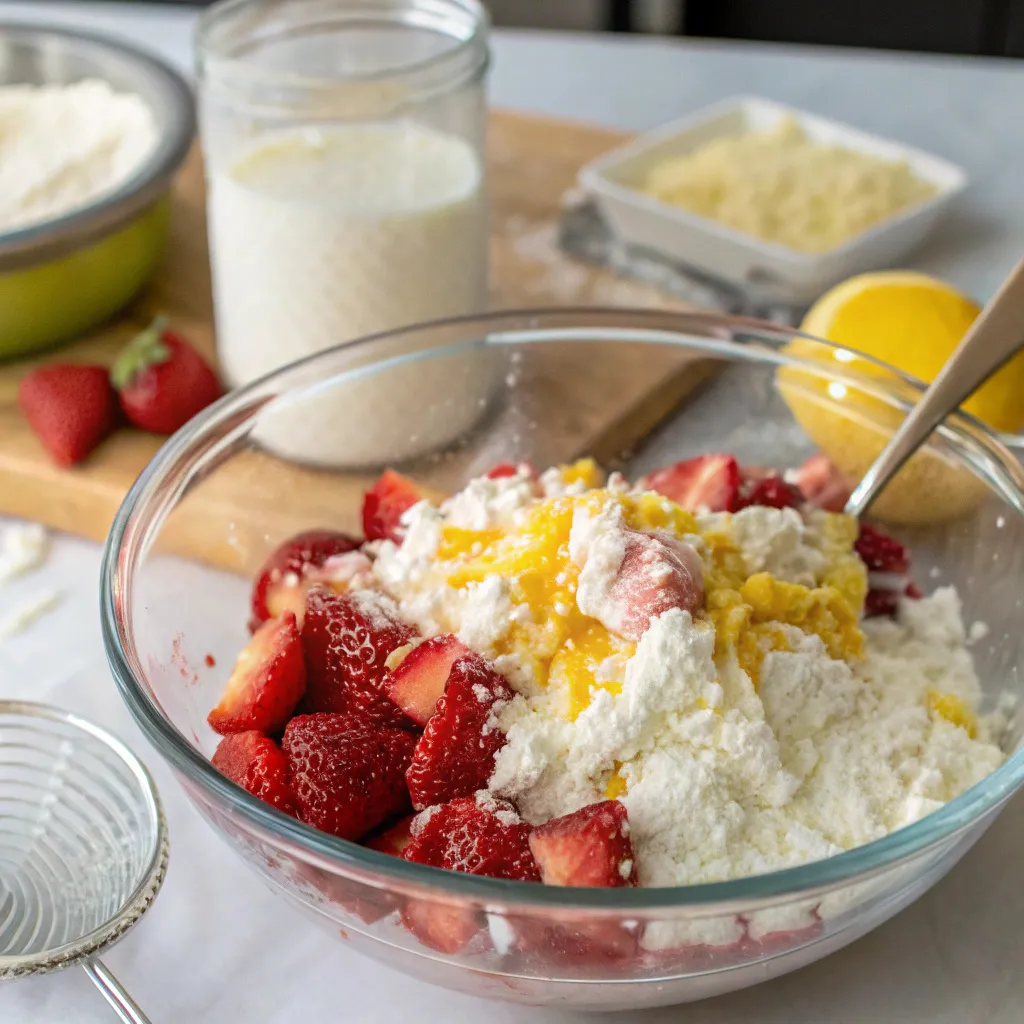 Strawberry Lemon Cottage Cheese Muffins