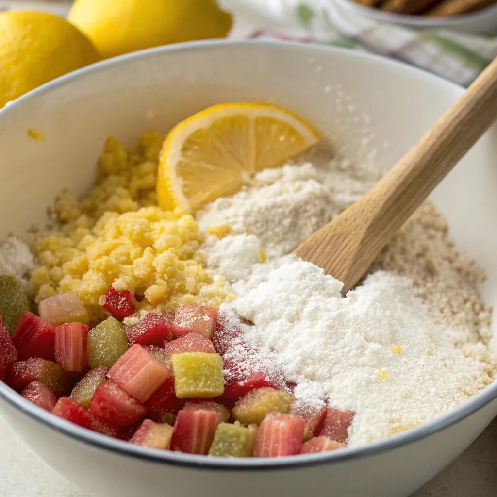 Lemon Rhubarb Streusel Muffins
