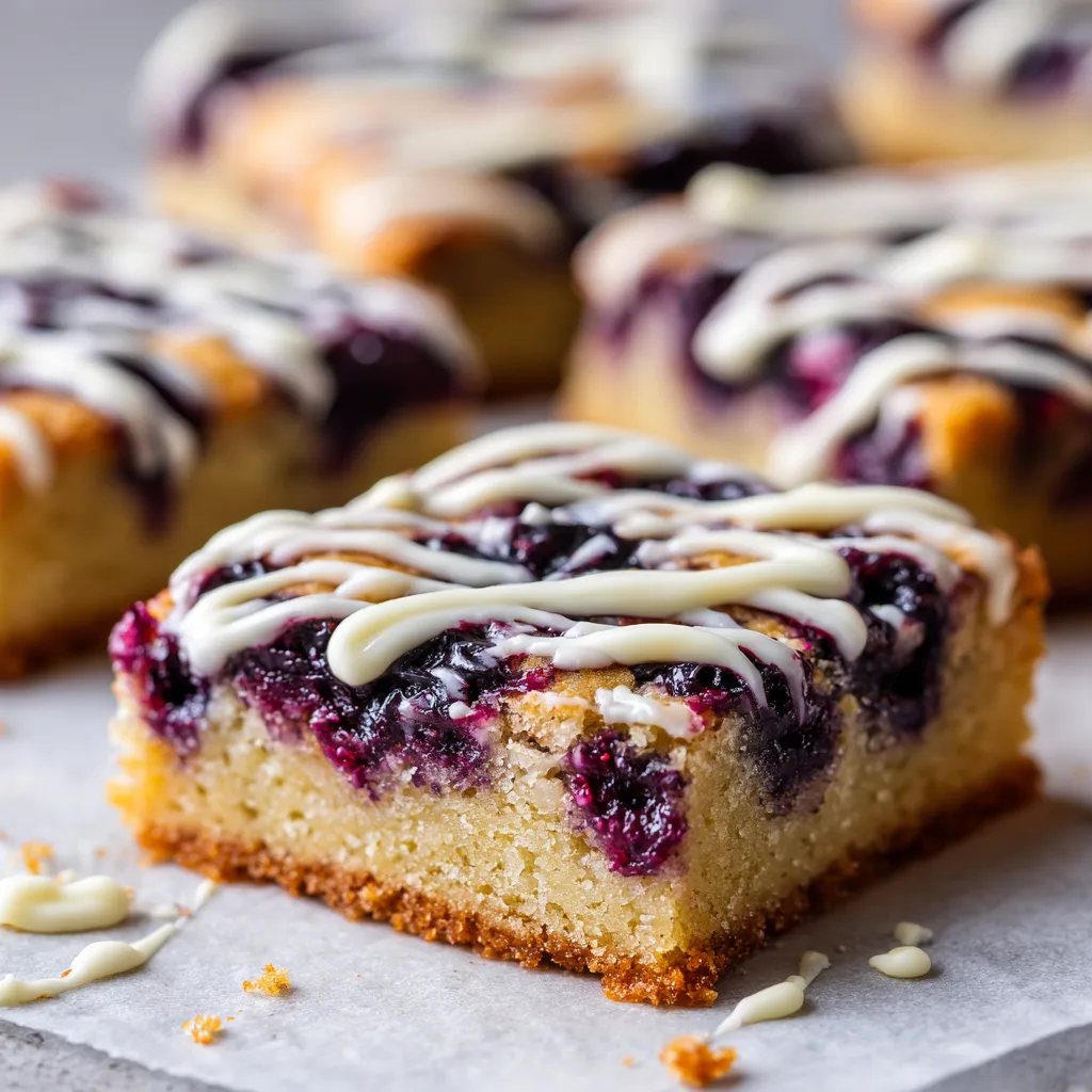 Luscious Mini Blueberry Lemon Cookie Bars with White Chocolate Drizzle