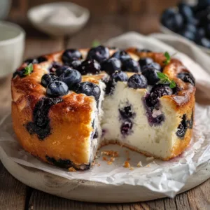 3-Ingredient Cottage Cheese Blueberry Cake