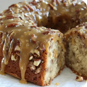 Apple Pecan Cake with Caramel Glaze