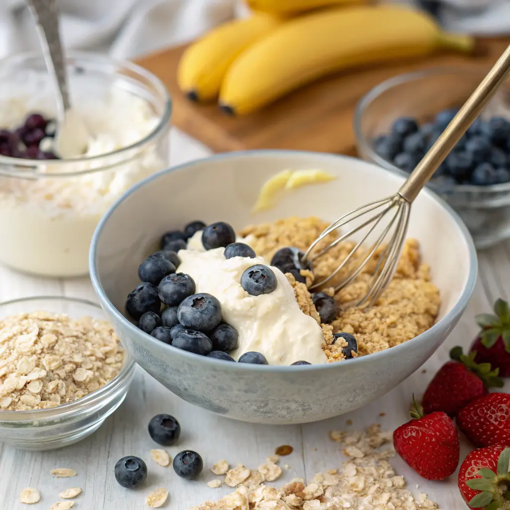 Banana Blueberry Yogurt Oat Cake