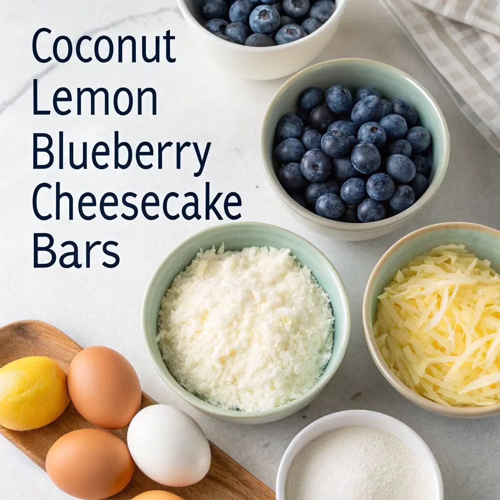 Coconut Lemon Blueberry Cheesecake Bars