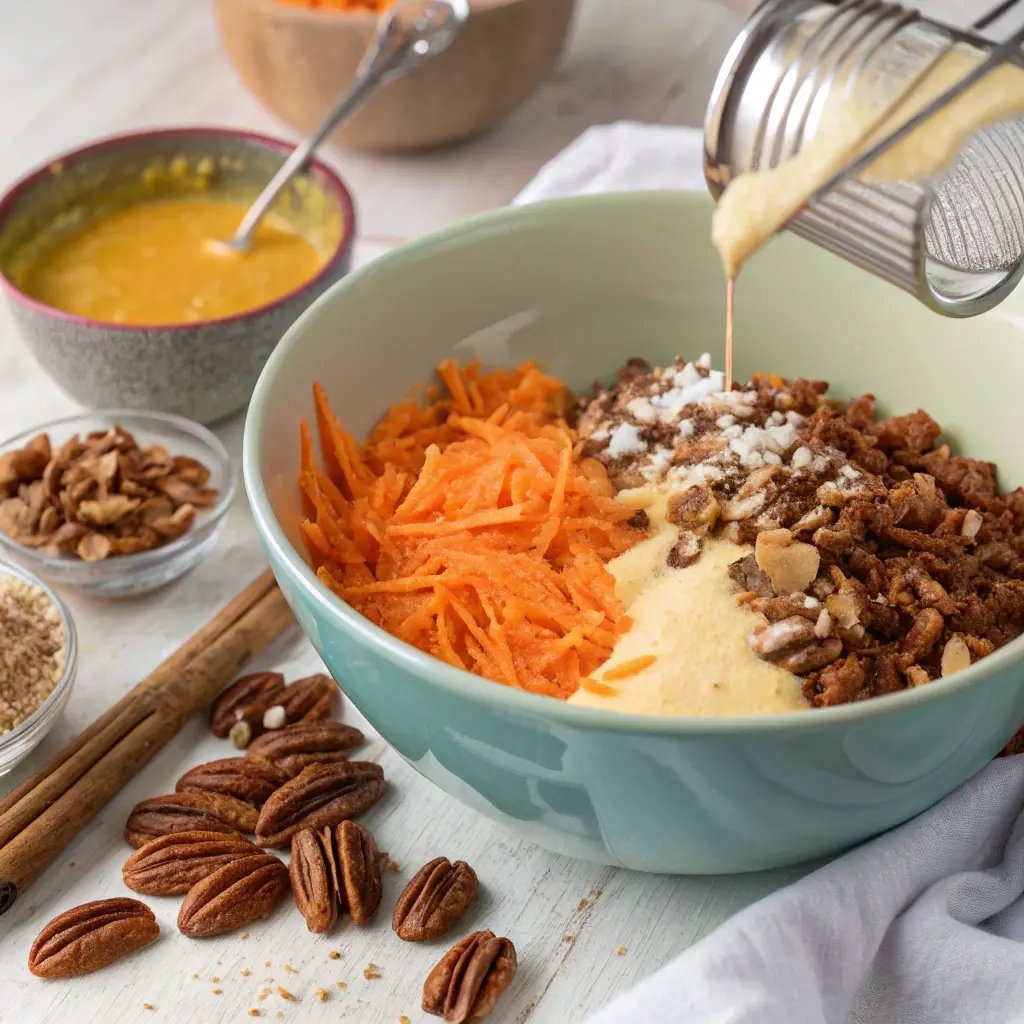 Gooey Amish Carrot Cake Pecan Custard Dump Cake