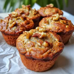 4-Ingredient Banana Walnut Oat Muffins