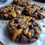 Dark Chocolate Peanut Butter Greek Yogurt Oat Brownie Cookies