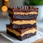 Triple Chocolate Peanut Butter Brownie Cheesecake Bars