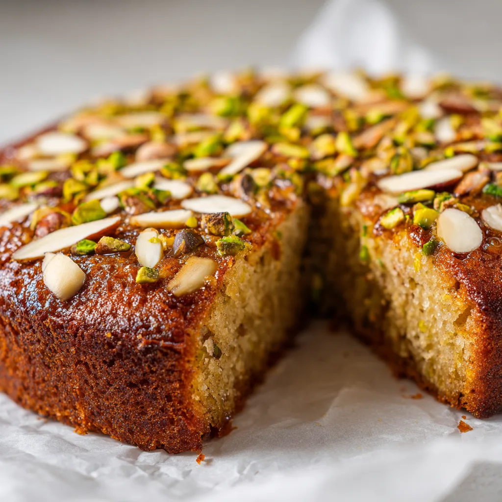 Pistachio Almond Ricotta Espresso Cake