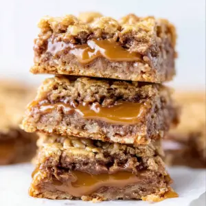 Chocolate Caramel Oatmeal Cookie Bars