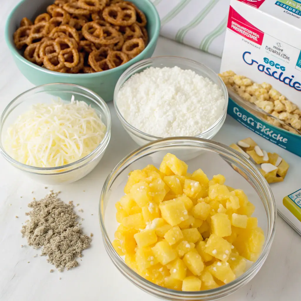 Pineapple Pretzel Salad Dump Cake