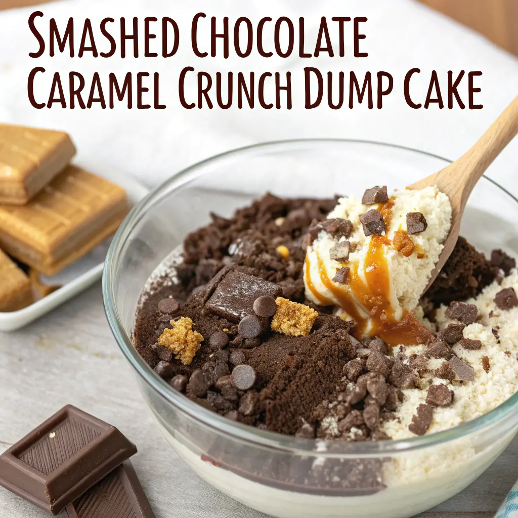 Smashed Chocolate Caramel Crunch Dump Cake