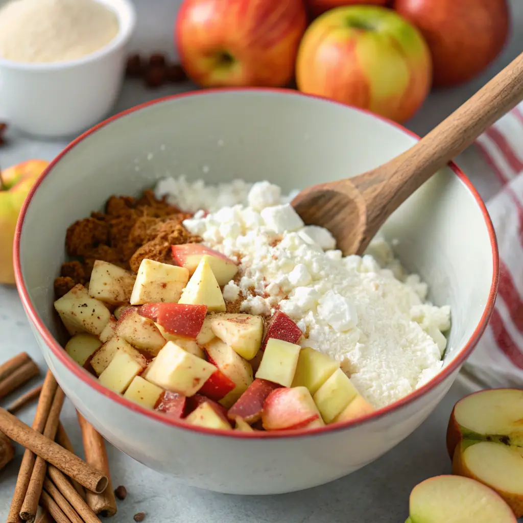 Warm Apple Cinnamon Cottage Cheese Bake
