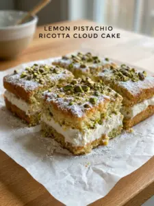 Lemon Pistachio Ricotta Cloud Cake