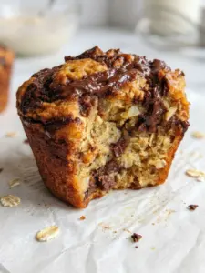 No-Flour Banana Chocolate Swirl Oat Muffins