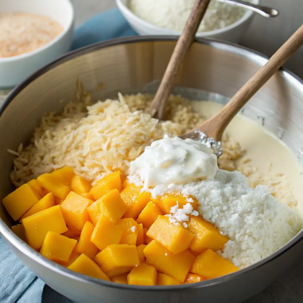Coconut Mango Rice Custard Bake