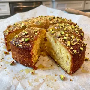Pistachio Pear Honey Cake