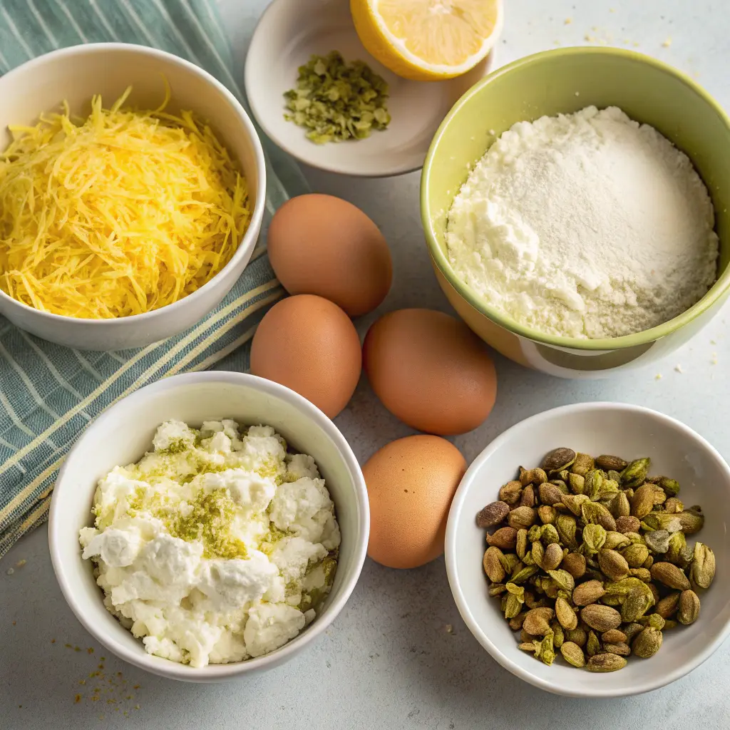 Lemon Pistachio Ricotta Cloud Cake