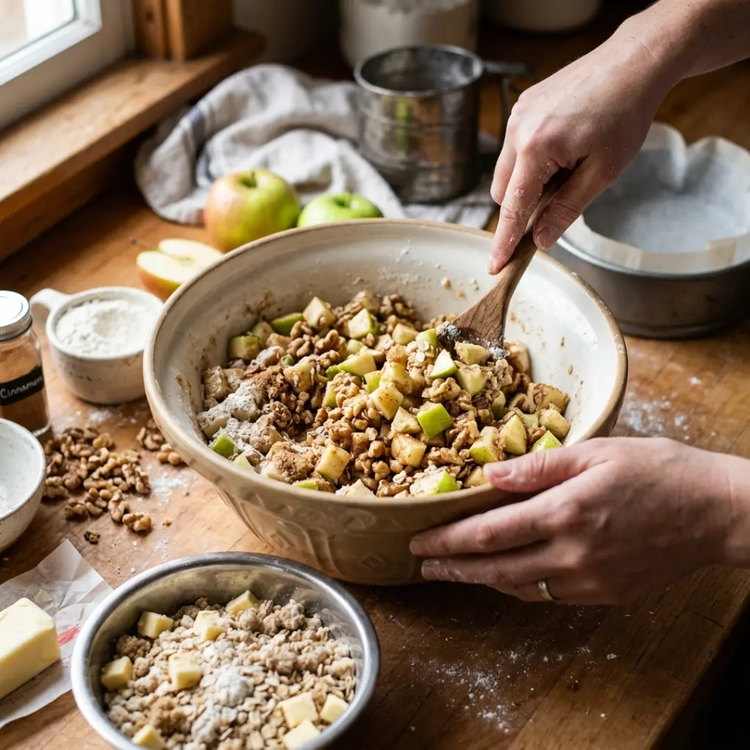 Apple & Walnut Crumble Cake