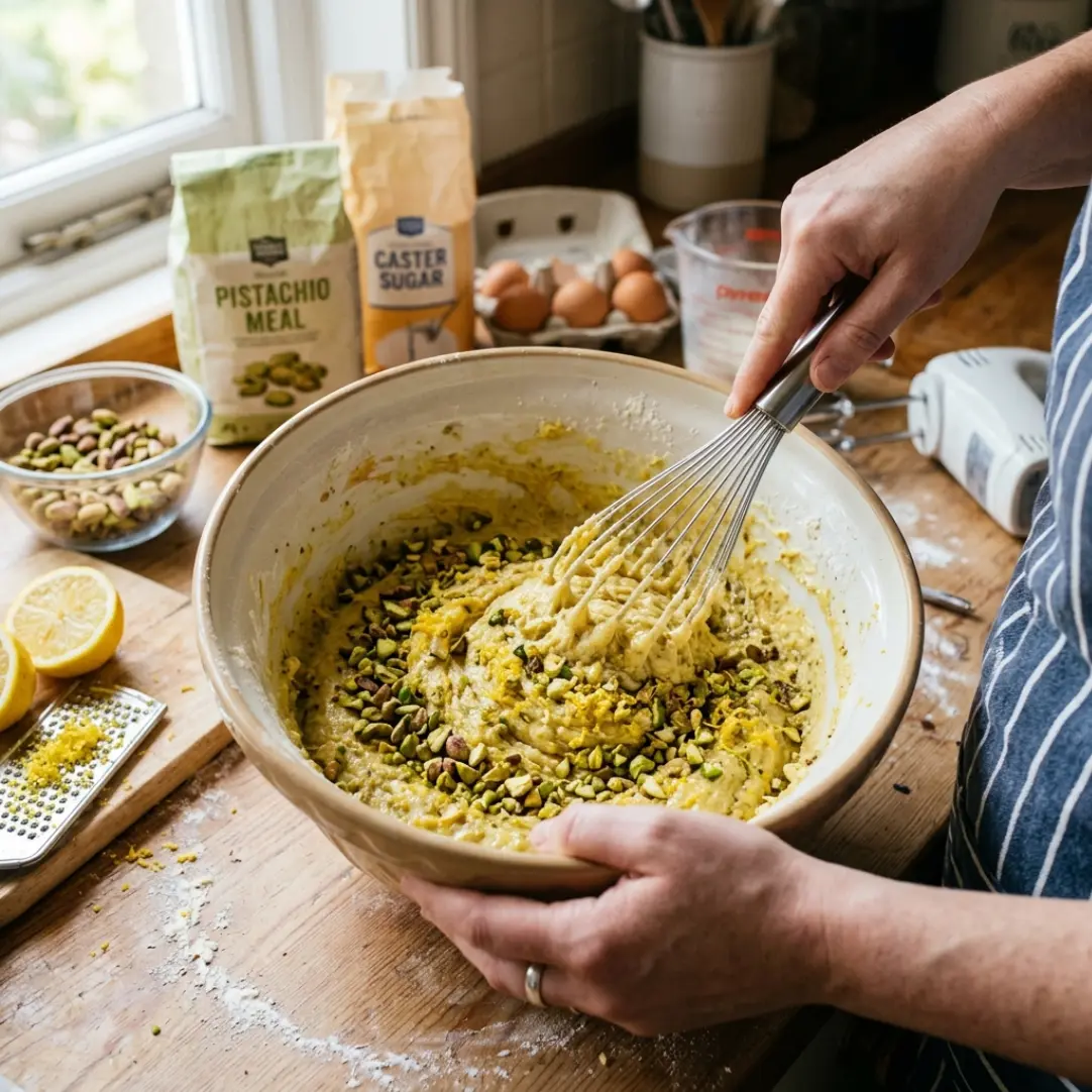 Pistachio Lemon Drizzle Cake